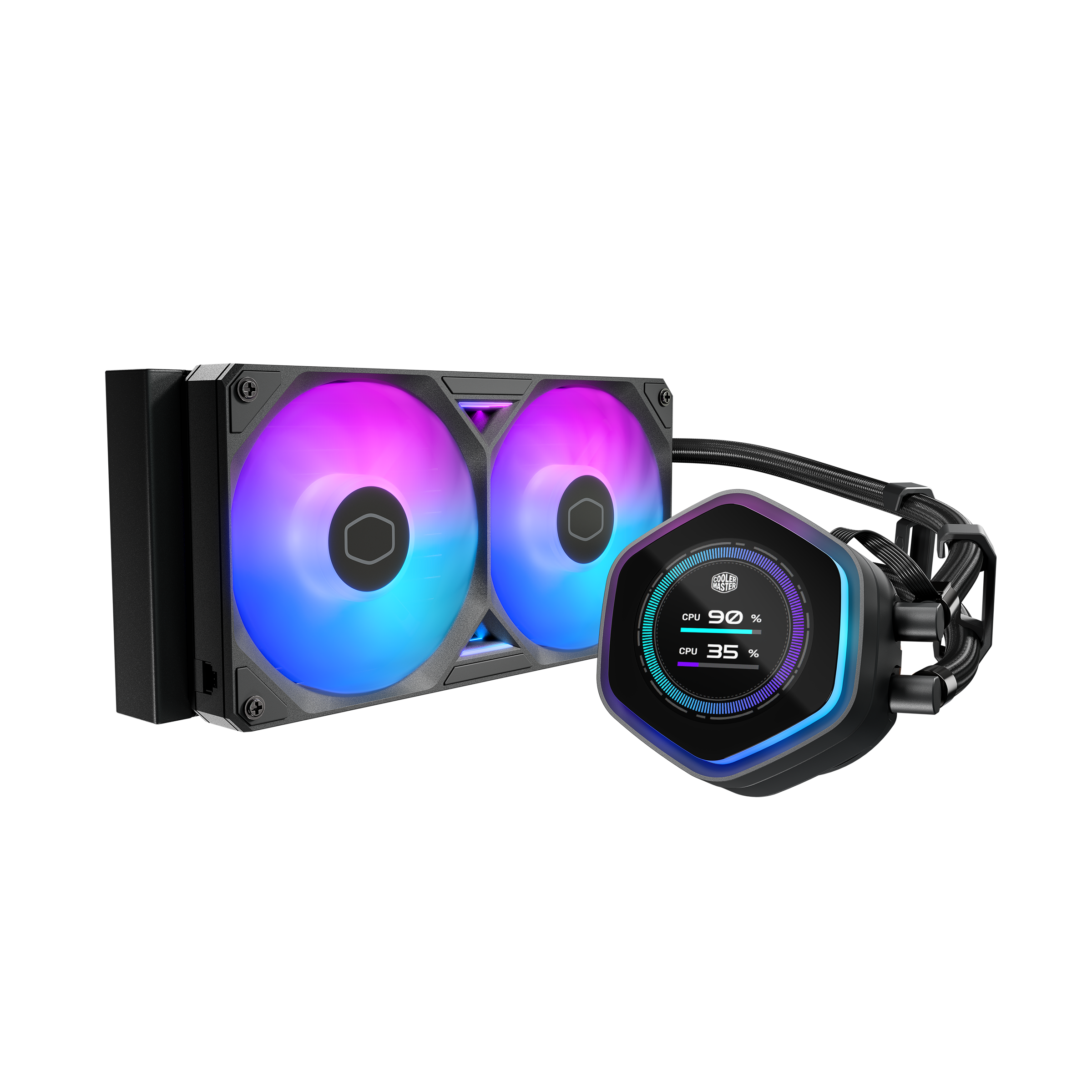 DISIPADOR DE ENFRIAMIENTO LIQUIDO COOLER MASTER MASTERLIQUID ATMOS II LCD 240 / ARGB / NEGRO / GAMER